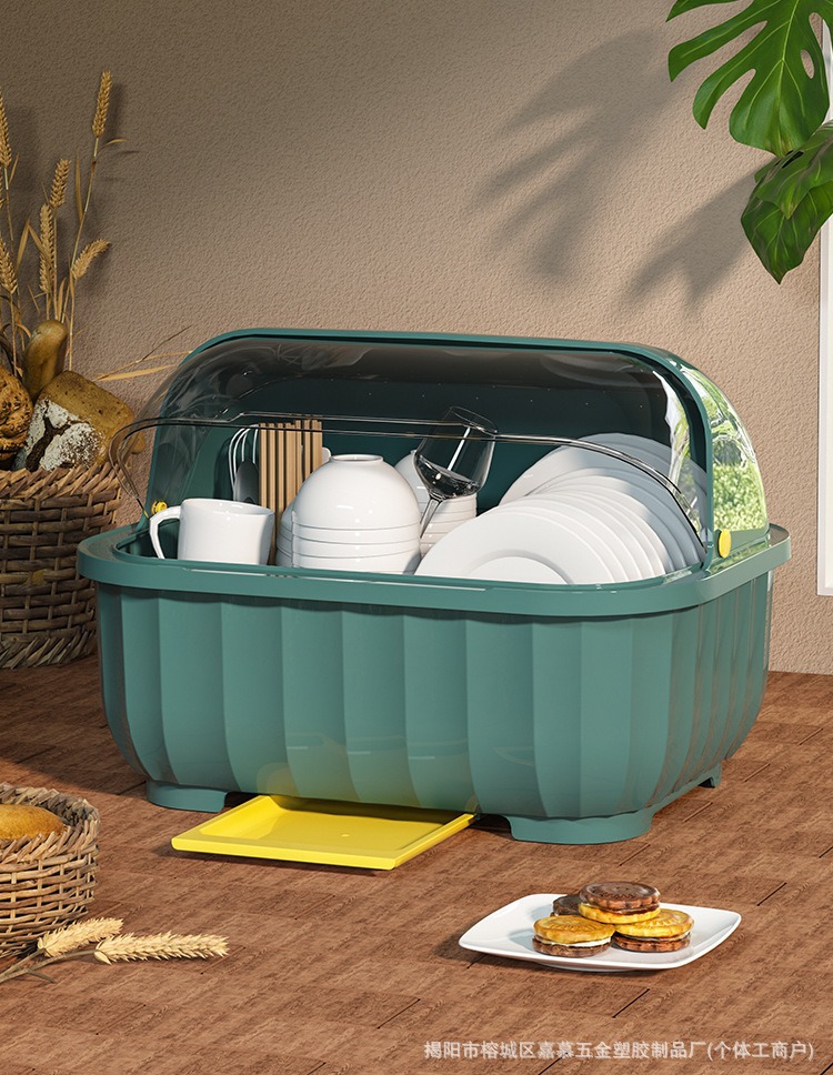 Tableware saklama kutusu kapaklı, drenajlı raf