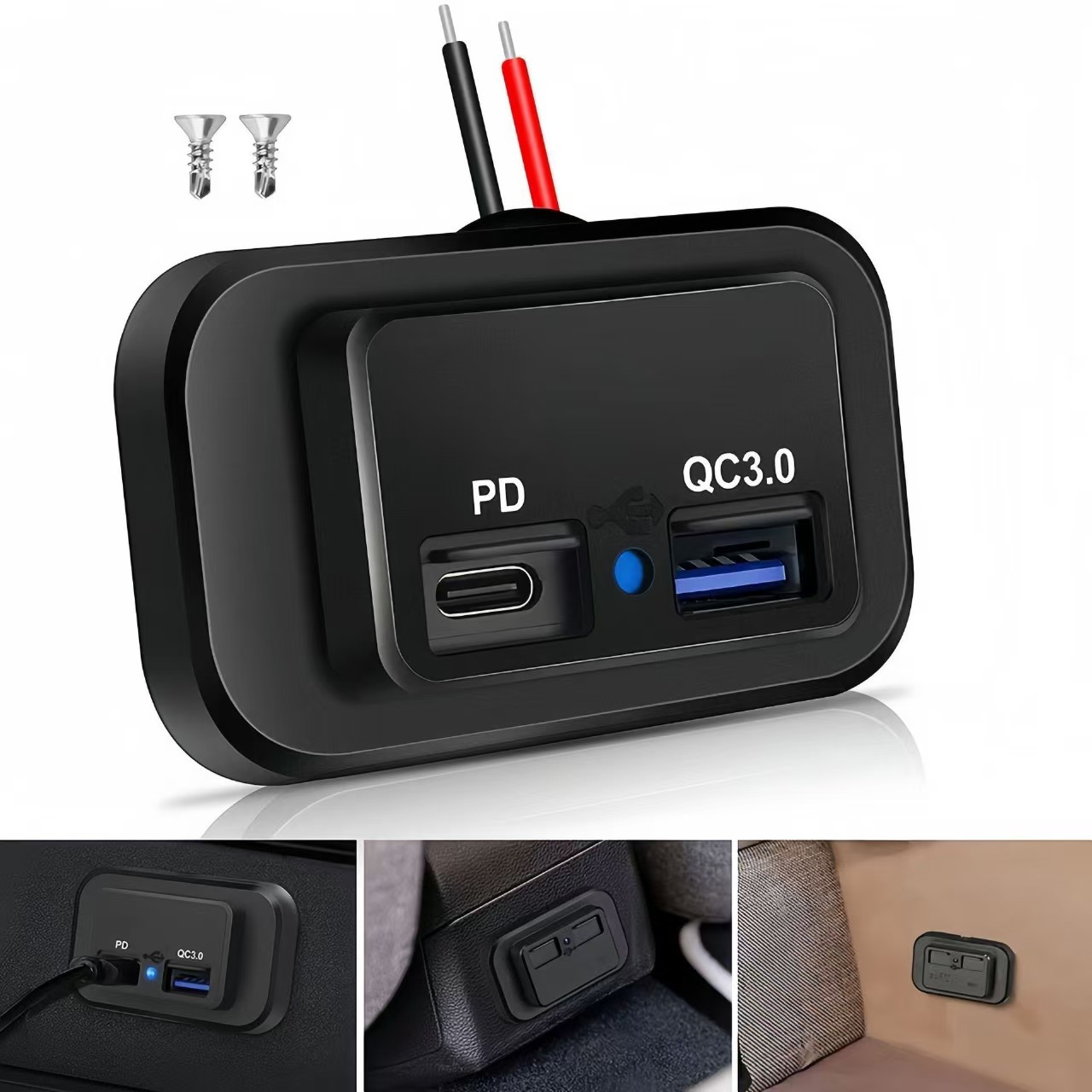 12V modified type-c charging port for super-fast charging of batteries in buses and RVs, with additional mobile phone USB charger