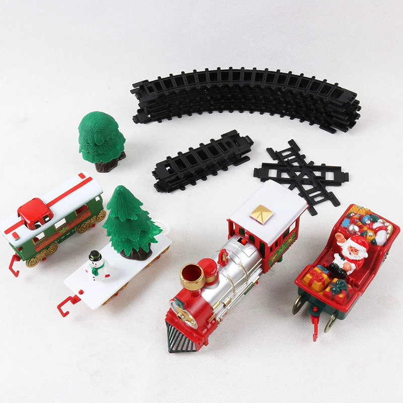 Электрический поезд-игрушка Christmas, рельсовый набор на батарейках, красно-зелёный