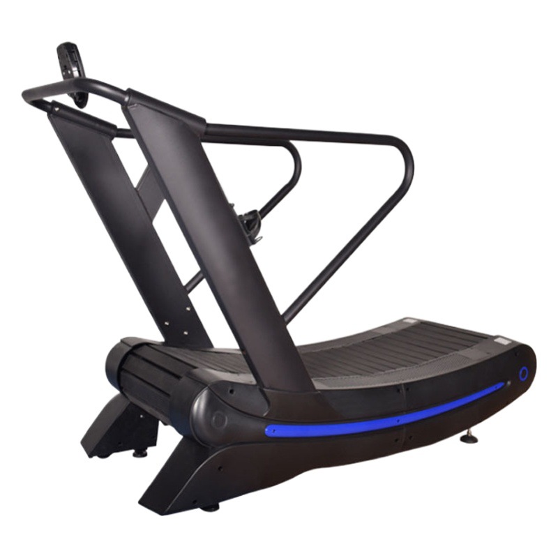 Caminadora comercial sin motor con resistencia ajustable, caminadora con diseño de riel, equipo de fitness especializado para gimnasios corporativos.