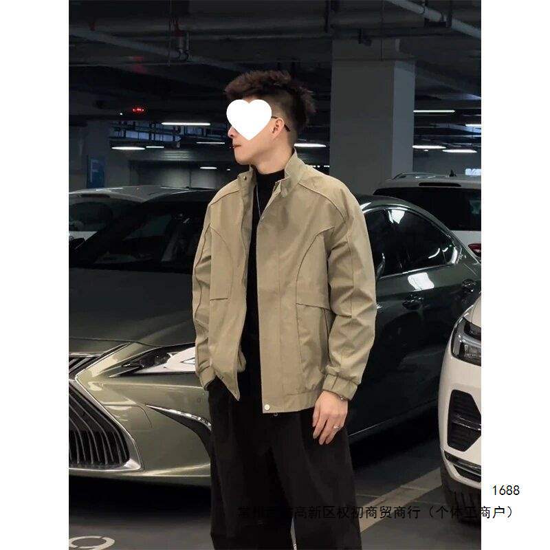British style jacket for men, casual outerwear, versatile and trendy men's outerwear, khaki green.