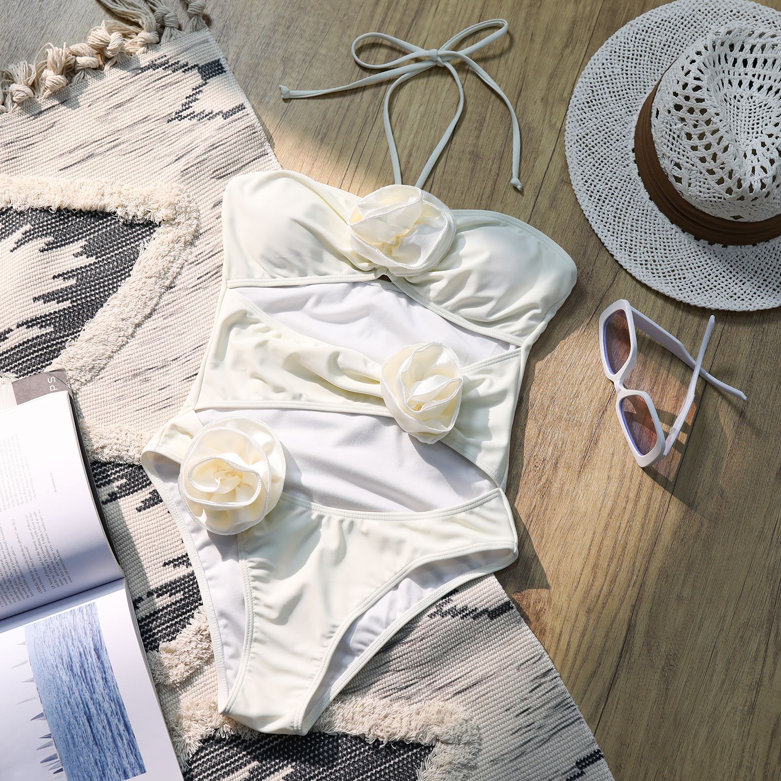 189g Weight Sleeveless Sleeve Length Polyester Fabric Type Regular Top Length One-pieces Tops Type 1 Piece Quantity Swimming Pool Occasion Halter Neck Neckline Regular Fit Fit Type Solid Color Pattern Women's Gender Beach Style Women's Lady Beach Solid Color 1 Piece One Piece Swimwear 2