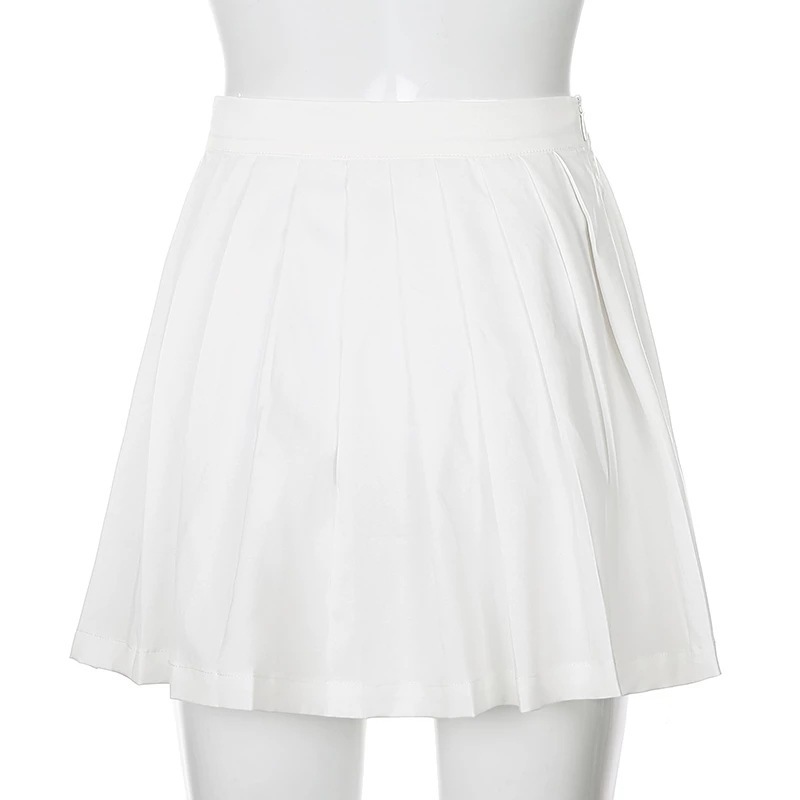 Women's Clothing 2024 White Pleated Skirt Short Women's Elastic Waist Mini Skirt Sexy Slightly Summer Embroidered Mini Tennis Skirt New_voghion.com