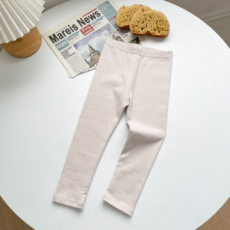 2023 Otoño e Invierno niñas SLIM-Fit color sólido polainas ropa exterior lana pull-up casual algodón bebé bottoming Pantalones