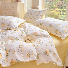 A类母婴100%纯棉四件套裸睡全棉床单被套学生三件套床上用品四季