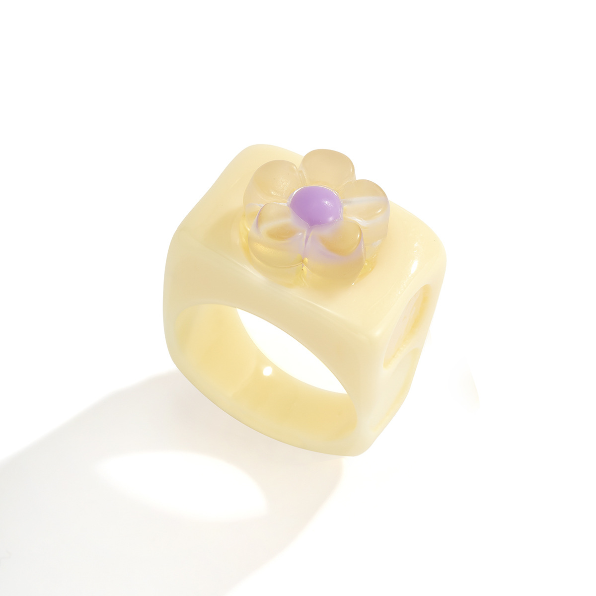 wholesale jewelry color transparent flower resin ring Nihaojewelry