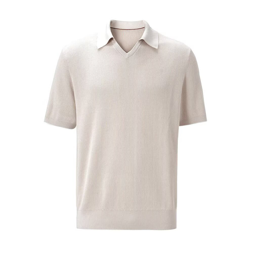 Polo camiseta de punto camiseta de manga corta camiseta hombre cuello en V mallas agujeradas viejos negocios hielo seda fábrica de verano transfronteriza mayorista