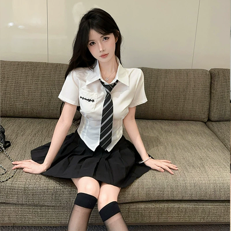 Униформа JK Pure Desire Spicy Girl Academy, универсальная рубашка с короткими рукавами и облегающей талией, женский облегающий стильный комплект для миниатюрных размеров