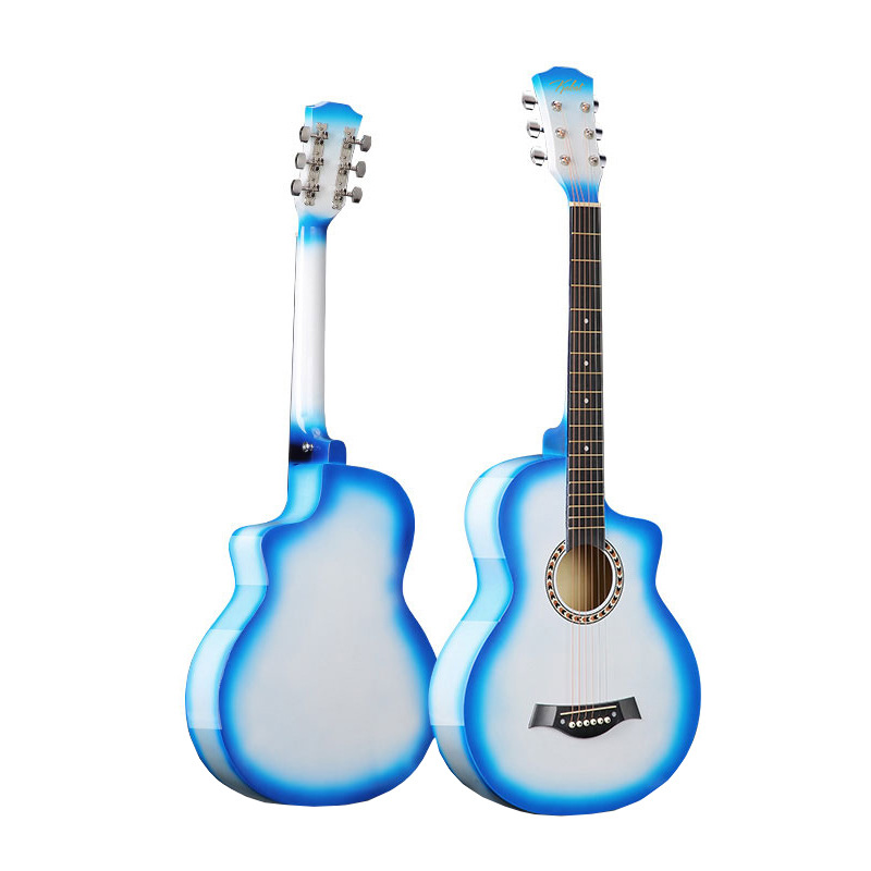 Guitarra al por mayor 38 pulgadas de gran cantidad en stock degradado color madera guitarra principiante práctica piano popular jita Ji