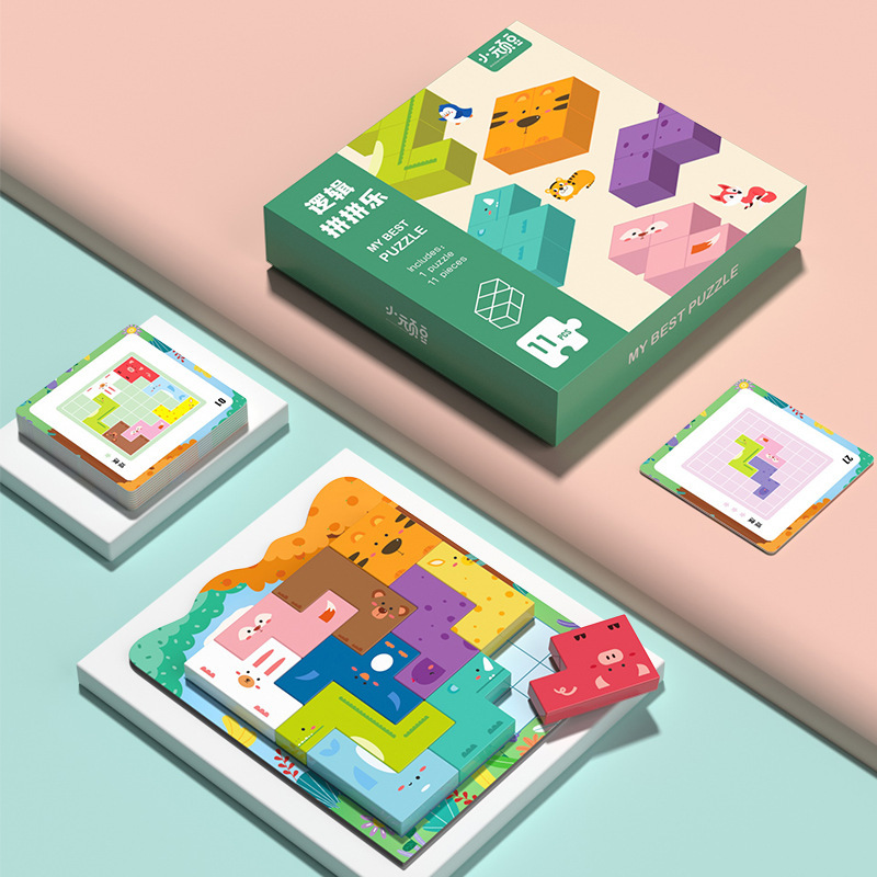 Bloques de construcción de madera para niños, cubos de animales magnéticos, combinación de juegos de rompecabezas interactivos entre padres e hijos, juguetes de rompecabezas de educación temprana