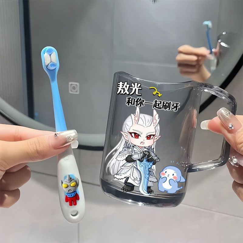 ネザーマウスウォッシュカップ漫画歯磨きカップ家庭用歯ブラシ男の子と女の子子供用プラスチック歯ブラシ|undefined