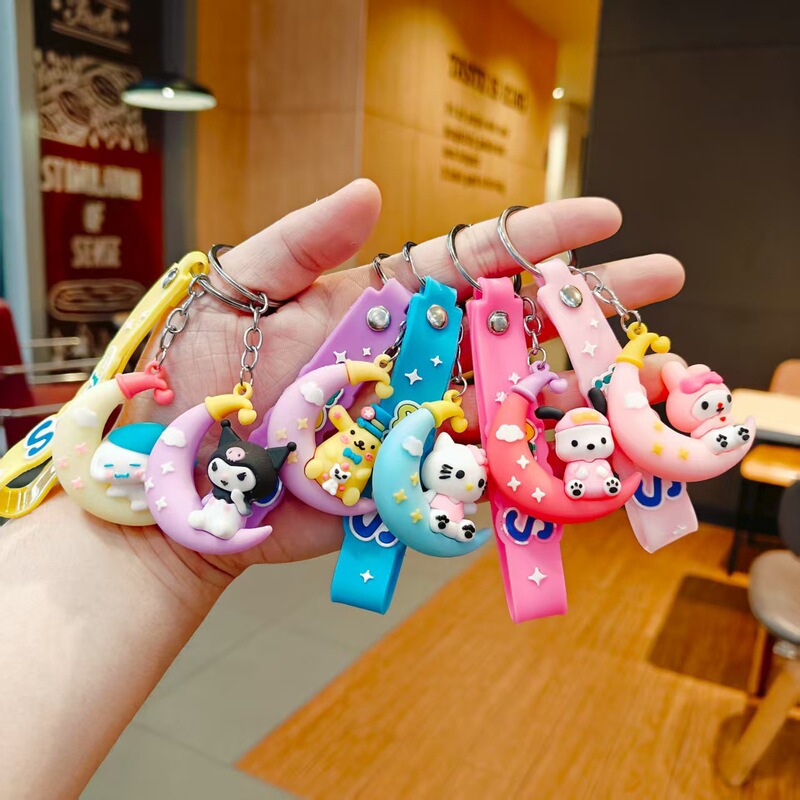 Cartoon Moon Sanrio Keychain Melody Kuromi Cute Backpack Doll Pendant Kindergarten Small Gift Cartoon Moon Sanrio Keychain Melody Kuromi Cute Backpack Doll Pendant Kindergarten Small Gift