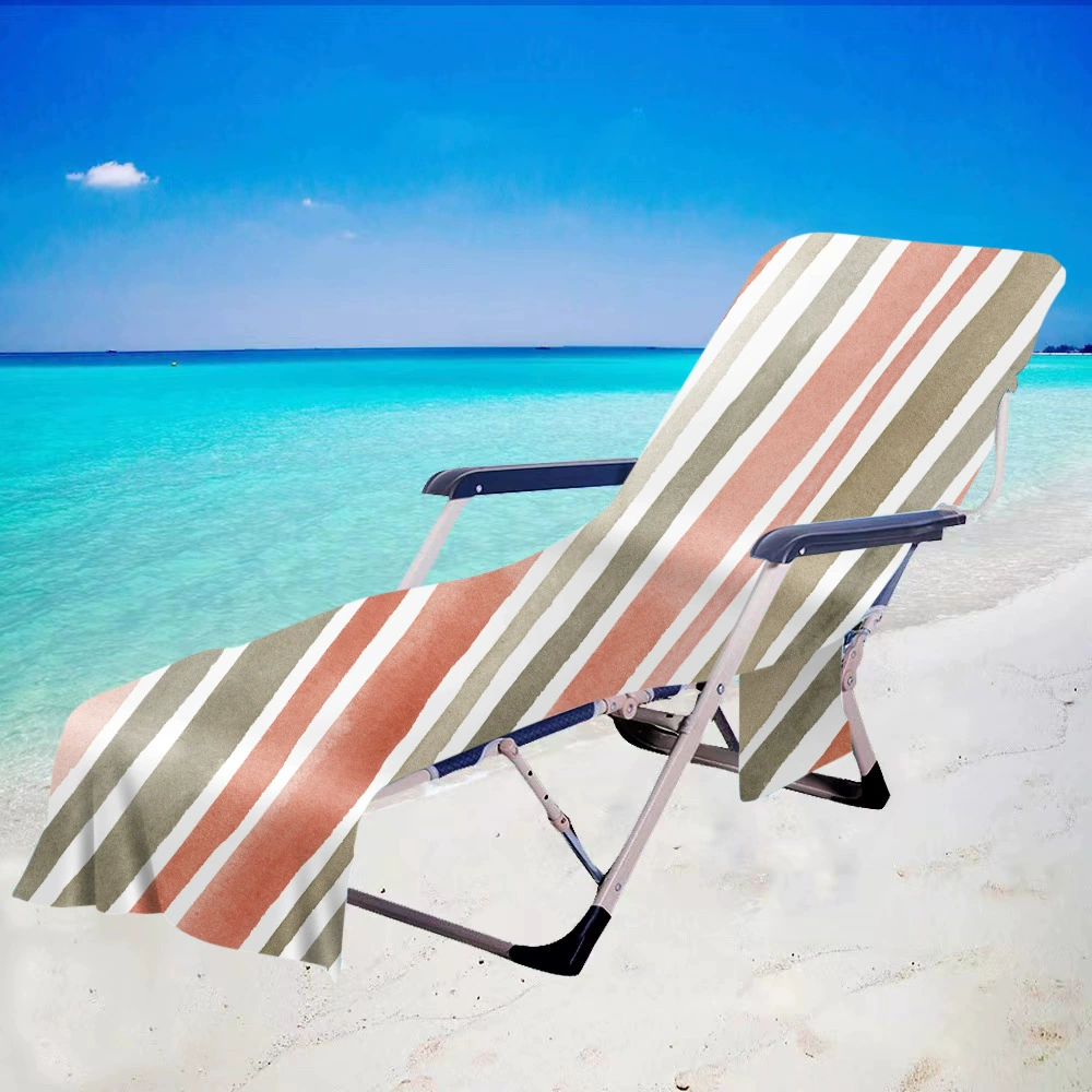 Полосатый пляжный стул крышка кресло полотенце пляжное полотенце 3D цифровой печатный микрофибры банное полотенце карман