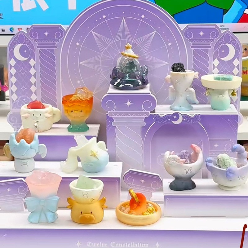动物水晶盲盒摆件新款创意可爱猫猫好运办公室礼物卡通树脂公仔新|undefined