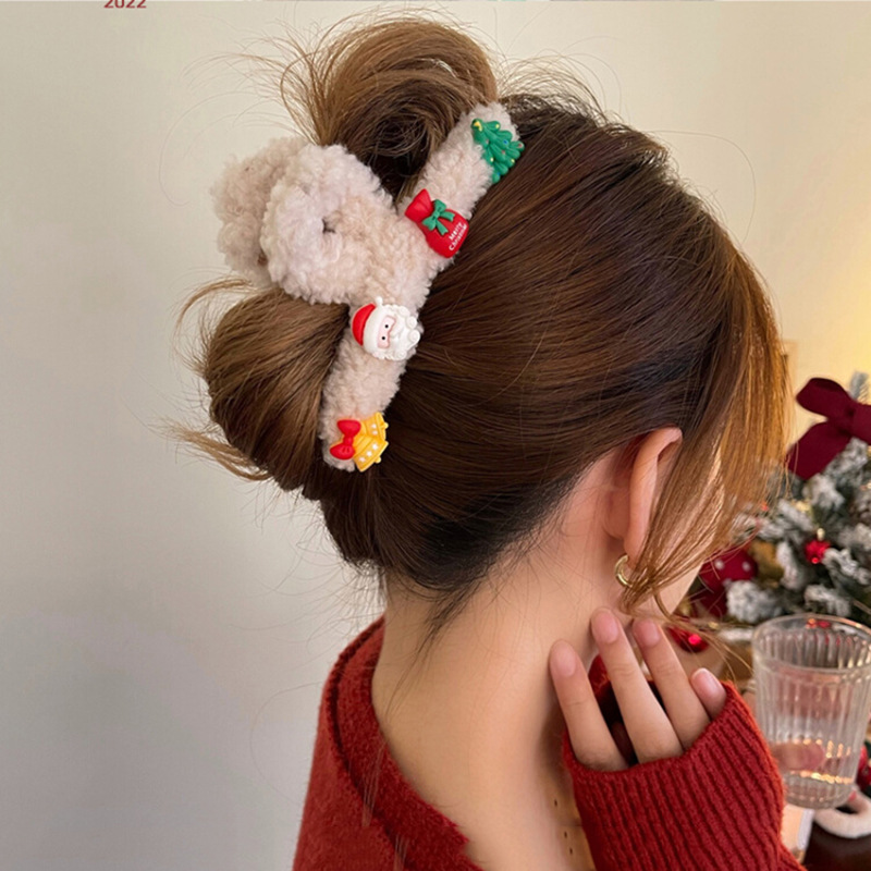 Cute Christmas Tree Santa Claus Arylic Handmade Hair Claws 1 Piecepicture21