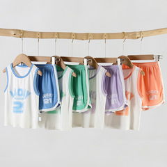 嬰兒籃球服套裝夏裝莫代爾兒童無袖背心薄款小童速干運動服夏潮服