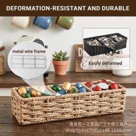纸绳编织收纳筐茶包存储筐分格式纸绳编织整理筐茶包分类筐