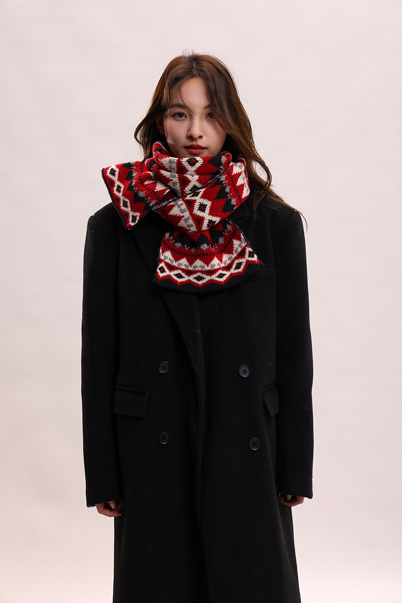 Jacquard Herbst Winter, koreanische Version und Hut, zweiteiliges Set, Schal für Frauen, vielseitig, Studentin, Paar, warmer Schal_voghion.com