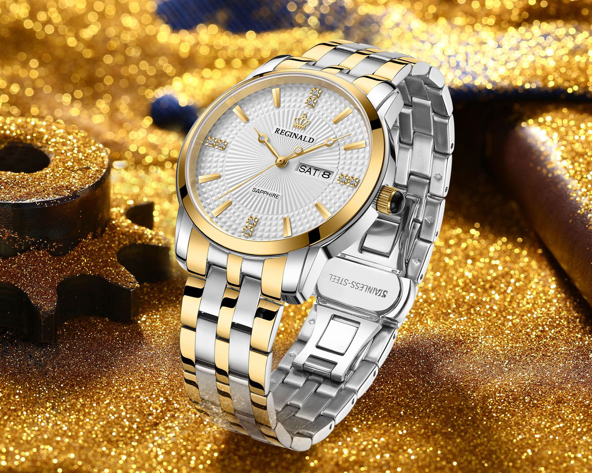 Crown Quartz Men's Waterproof Luminous Double Calendar Watch_voghion.com