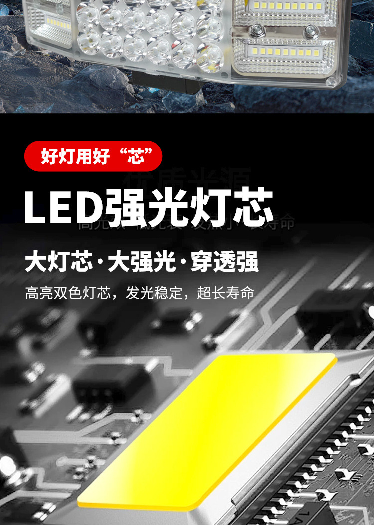 Three-sided wide-angle illuminated LED high-brightness spotlight for agricultural vehicles, tractors, and trailers