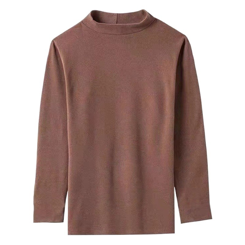 Entrega transfronteriza de una sola pieza Otoño e Invierno Camiseta de manga larga hombres De terciopelo medio-alto cuello camisa de fondo ropa de otoño ropa interior de algodón primavera y otoño