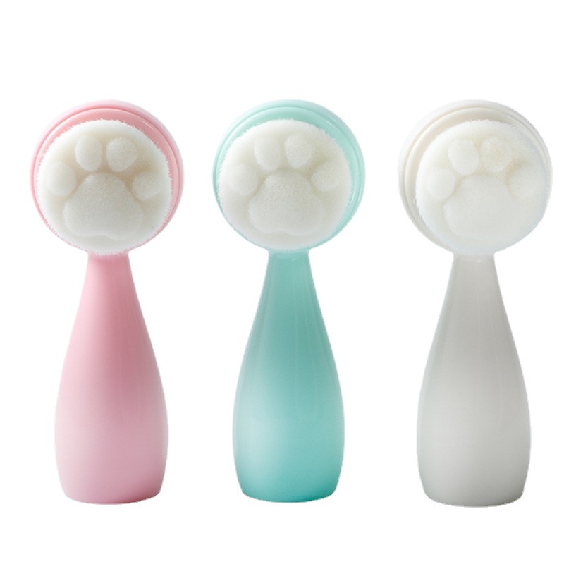 크로스보더 핫세일 3D 양면 세안 브러쉬 수동 클렌저 미니 소프트 헤어 세안 브러쉬 미용 도구