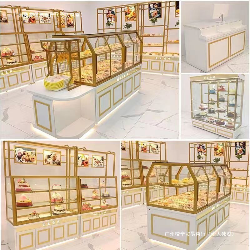 面包柜展示柜蛋糕模型糕点店烘焙边柜商用玻璃货架中岛柜台面包架