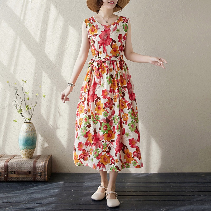Summer retro long light and thin dress sleevless