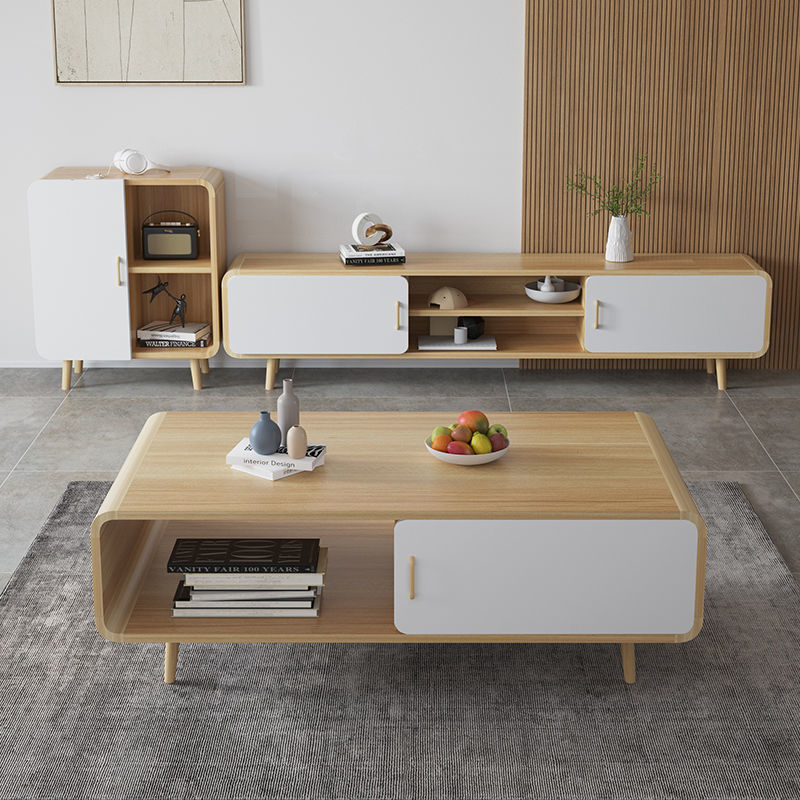 北欧茶几电视柜组合套装可伸缩圆角茶几家用客厅现代简约小户型柜|ru