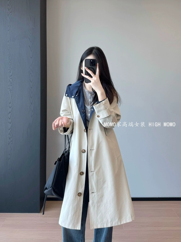 宝藏风衣！双面可穿休闲长款中长款夹克外套气质连帽风衣女秋季新|undefined