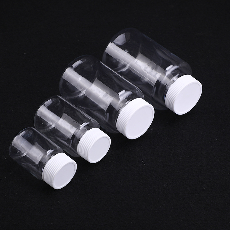 Botella PET de boca ancha de 30/50/100 ml, botella de plástico transparente, botella dispensadora de líquidos sólidos, botella pequeña para muestras, botella vacía