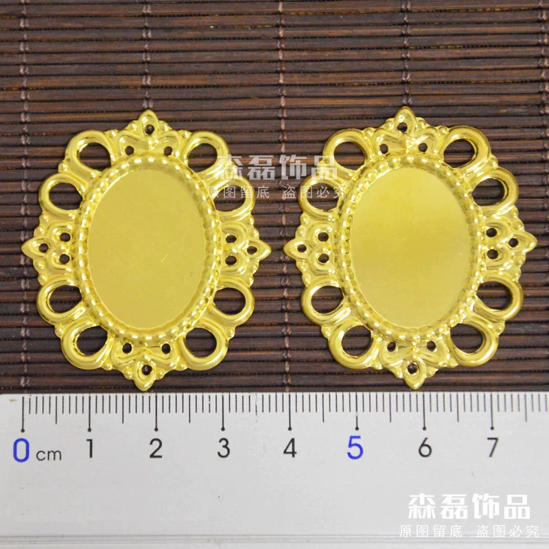  Costume bride wedding group fan base with 18*25 diamond DIY ornament iron sheet elliptical lens gem sheet