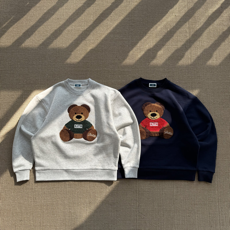 Quality!/! Lisa's Same Style Kith Christmas Series Bear Doll Round Neck Sweatshirt