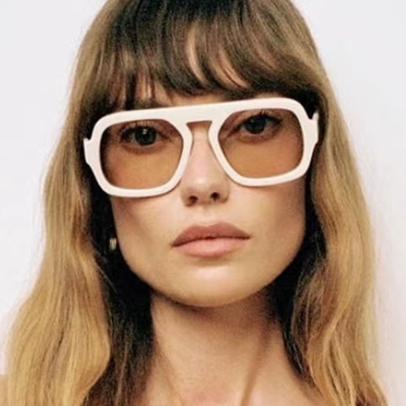 2024 nuevas gafas de sol de caja de piloto de una sola viga de hip-hop de moda, gafas de sol de ciclismo al aire libre europeas y americanas