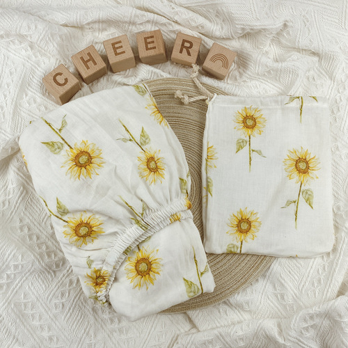 ins best-selling Amazon 100% cotton baby crib bed sheet spring and autumn printed bed cover newborn bedding 