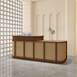 Retro Clothing Store Bar Cashier Small Shop Jewelry Counter B&B Restaurant Wabi-Sabi Style Rattan Front Desk