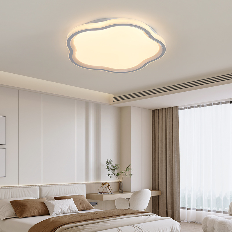 Luz de dormitorio moderna y simple estilo antiguo patrón de nuez luces de habitación de alto nivel protector de ojos luces de techo de estudio LED