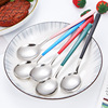 Spoon Household Baking Titanium Plating Titanium Network Red Korean Spoon Creative Polyspace Stainless Steel Eat Spoon Taste Sweet Sweet Sweed