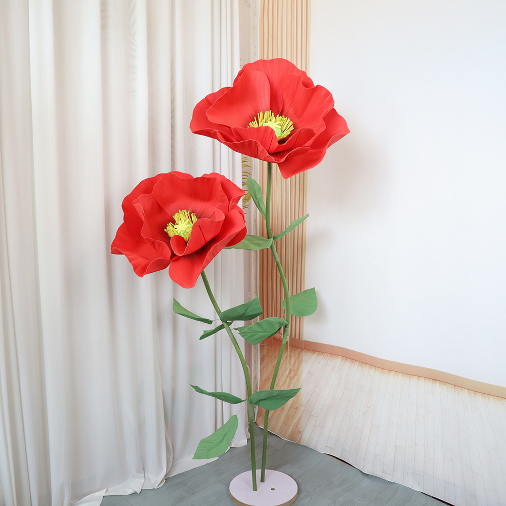 大型EVA仿真罂粟花橱窗装饰婚礼路引商场活动布置网红打卡批发