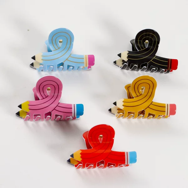 Cute Pencil Hairpin Simulation Gripper Cute Hairpin Cartoon Shark Clip Back-To-School Season Gift Party Hair Accessories Wholesale