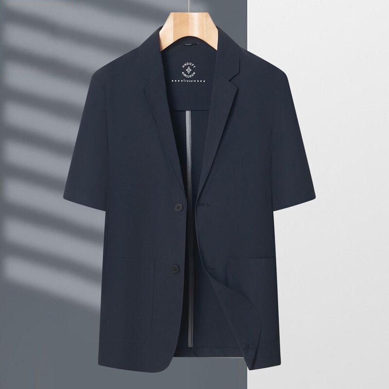 Ice Silk Short-Sleeved Suit for Men, Summer Thin Breathable Small Suit, Sun Protection Clothing, Casual Elastic Jacket, 2026 New Style Ice Silk Short-Sleeved Suit for Men, Summer Thin Breathable Small Suit, Sun Protection Clothing, Casual Elastic Jacket, 2026 New Style