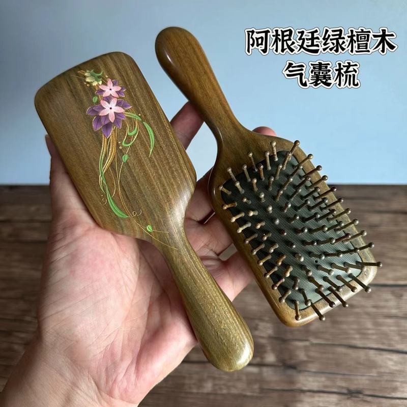 緑檀木のエアバッグの櫛の積み重ねの漆の彩色の絵のエアクッションの櫛の女性の大衆の高級なギフトボックスの巻き髪の天然木の櫛の卸売り|undefined