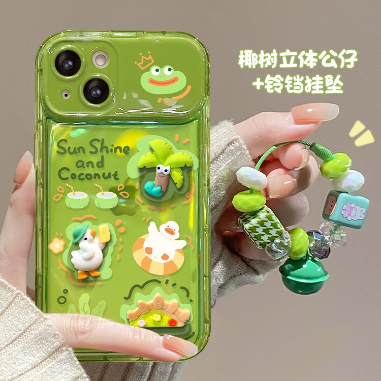For Apple 15 mobile phone case iphone14/13 cute funny frog doll pendant 12/11 flip mirror For Apple 15 mobile phone case iphone14/13 cute funny frog doll pendant 12/11 flip mirror
