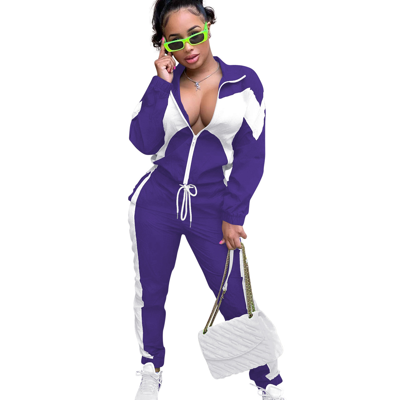 364g Weight Long Sleeve Sleeve Length Polyester Fabric Type Pant Co-ord Set Sets Type 2 Pieces Set Quantity Daily Occasion Turndown Neckline Regular Fit Fit Type Color Block Pattern Spring, Autumn Season Women's Gender Casual, Streetwear Style Daily Women's Casual Streetwear Color Block Polyester Pant Co-ord Set Pants Sets 28