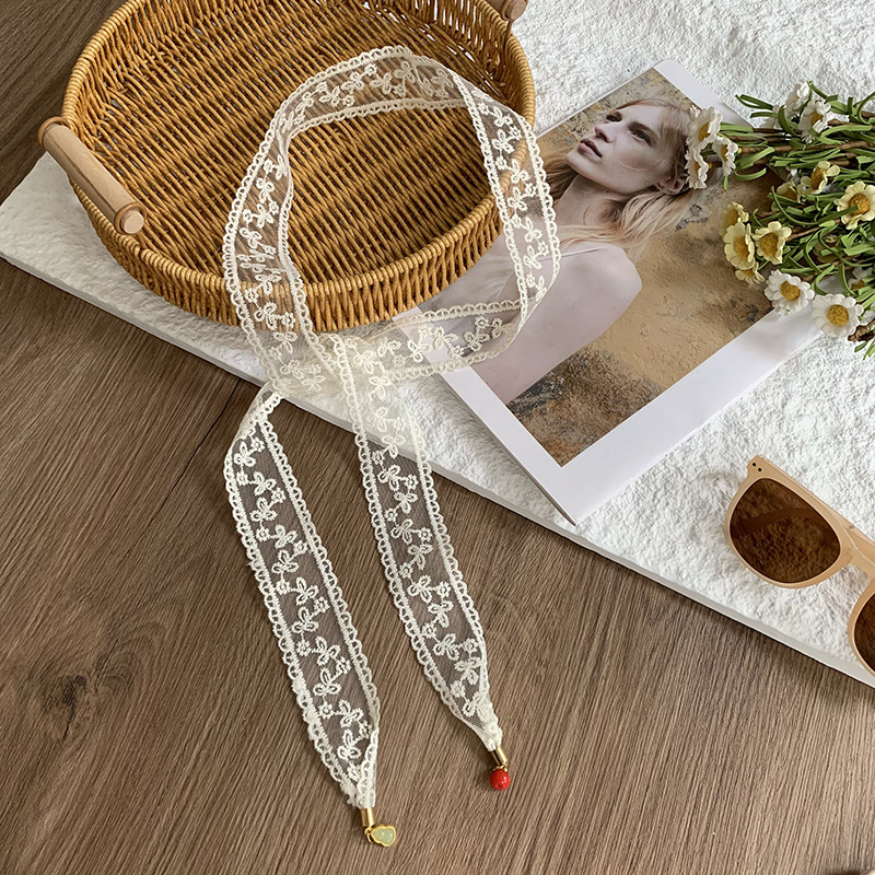 Nuevo colgante de moda de encaje de hadas trenzado correa de cabello flotante correa de cabello blanca correa de cabello universal temperamento correa de cabello hueco