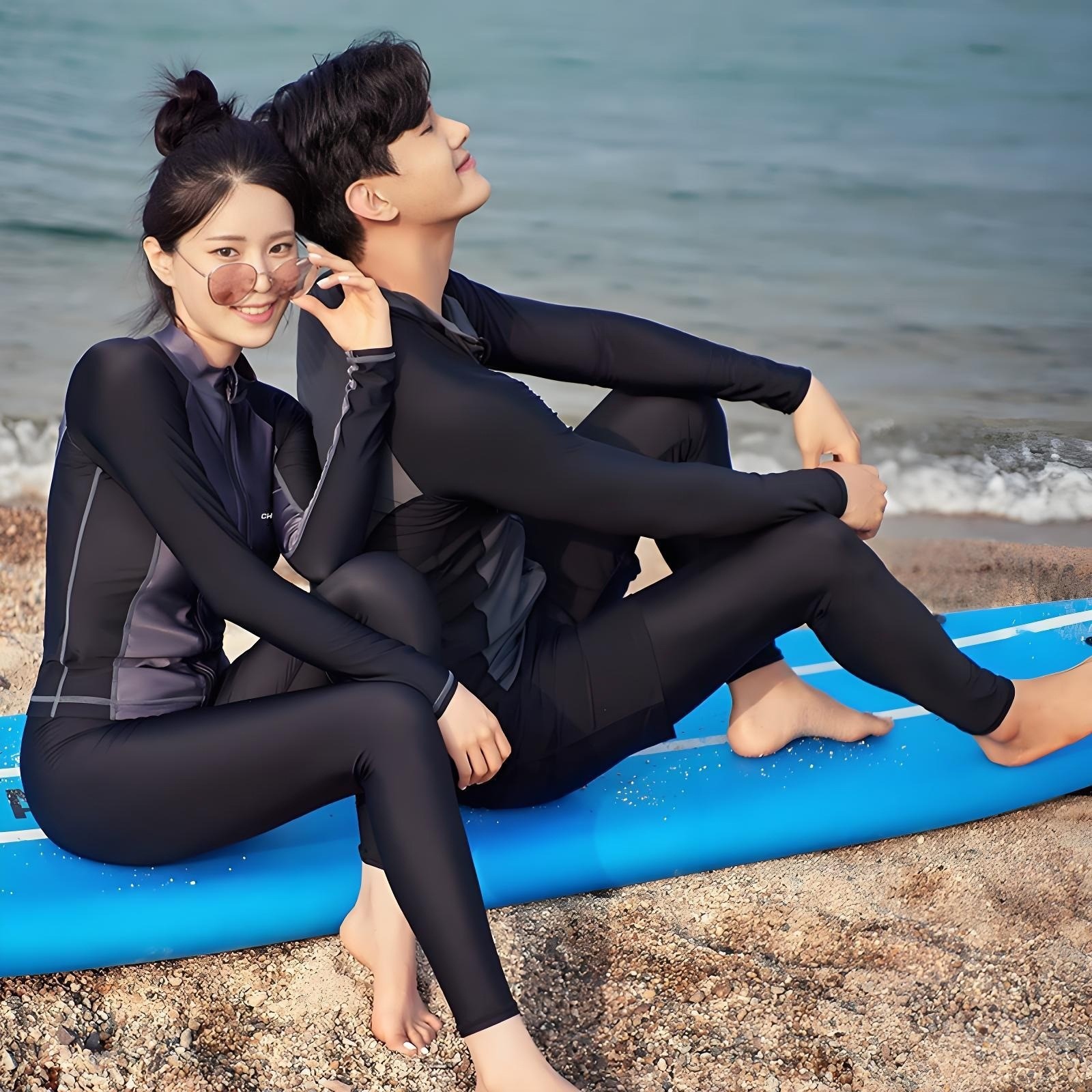 Wetsuit Couple Swimwear High-End Women's Quick-Drying Surfing Suit Sun Protection Swimwear Foreign Trade Long-Sleeved Jellyfish Swimwear