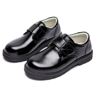 Boys' Leather Shoes 2024 Children's Black Performance Shoes for Little Boys, Soft Sole Student British Style Performance Shoes, Flat Lightweight Soft Sole