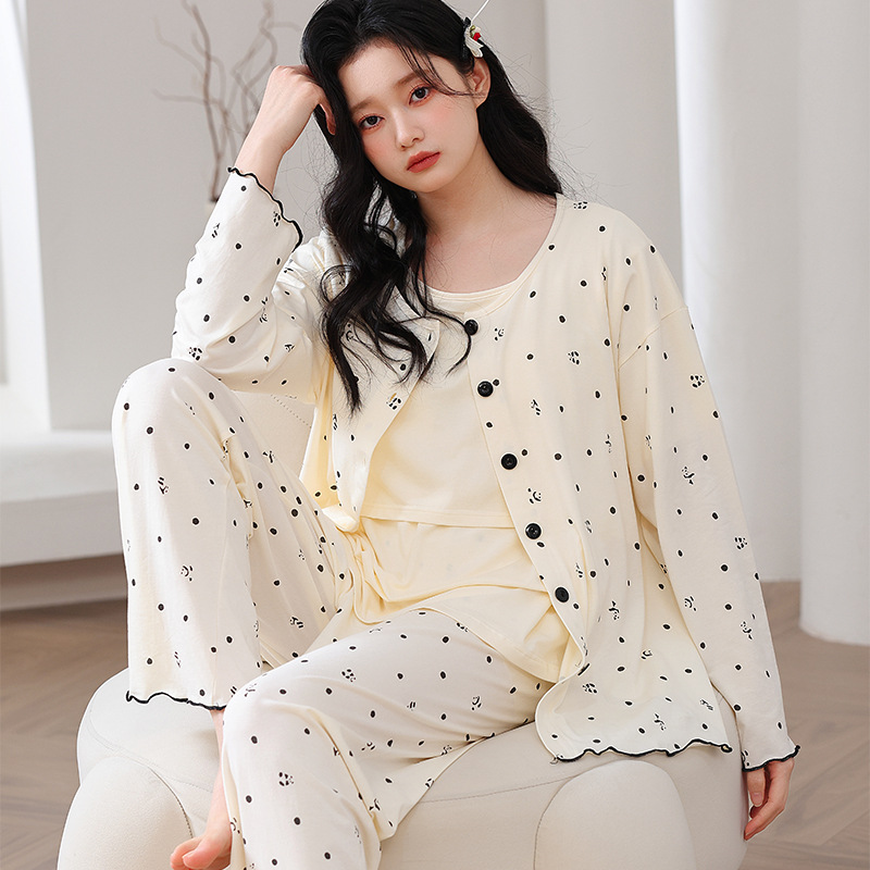 2025 New Style Summer Thin Soft Modal Crescent Clothing with Chest Pad Pregnant Women's Pajamas Breast-feeding Clothing Women's Outwear