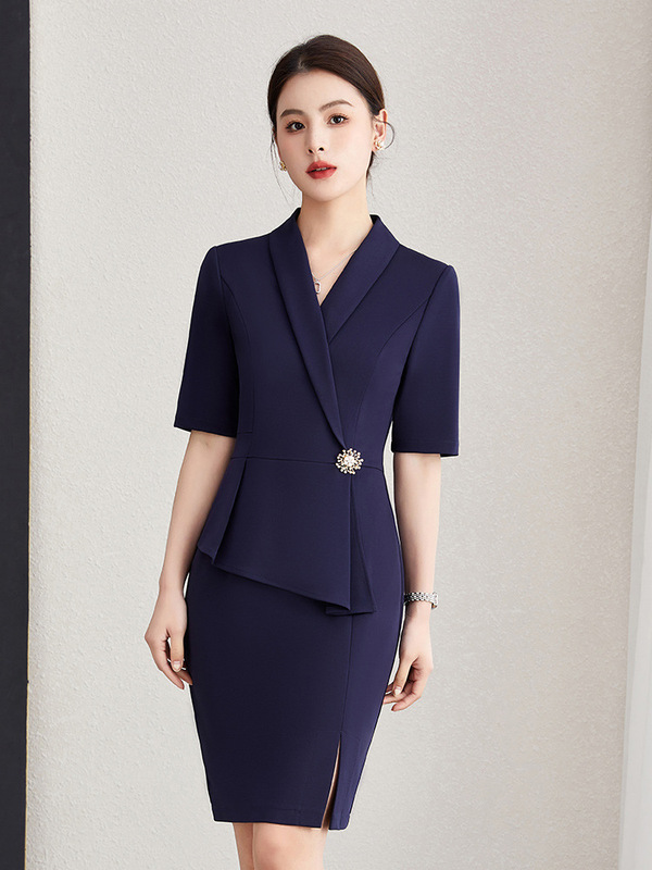 2023 Summer Thin Professional Dress Women's Fashion Elegant Jewelry Store Sales Department Property Reception Work Clothes OL