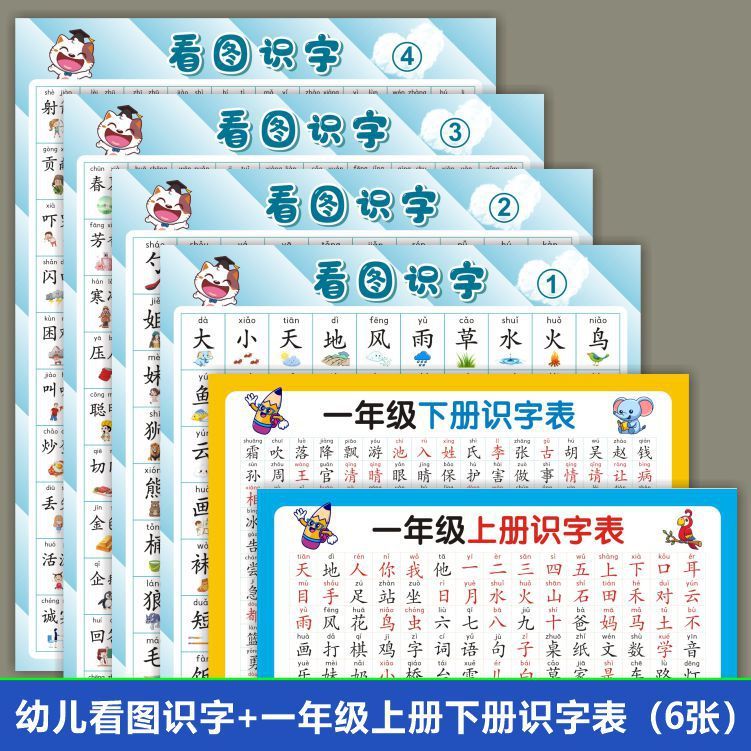 儿童宝宝看图识字挂图幼儿园小孩启蒙早教认字汉字表学习神器墙贴|undefined